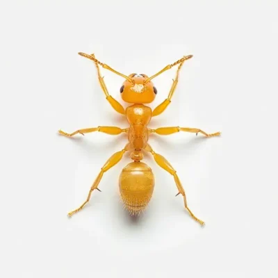 Little yellow ant with a white background